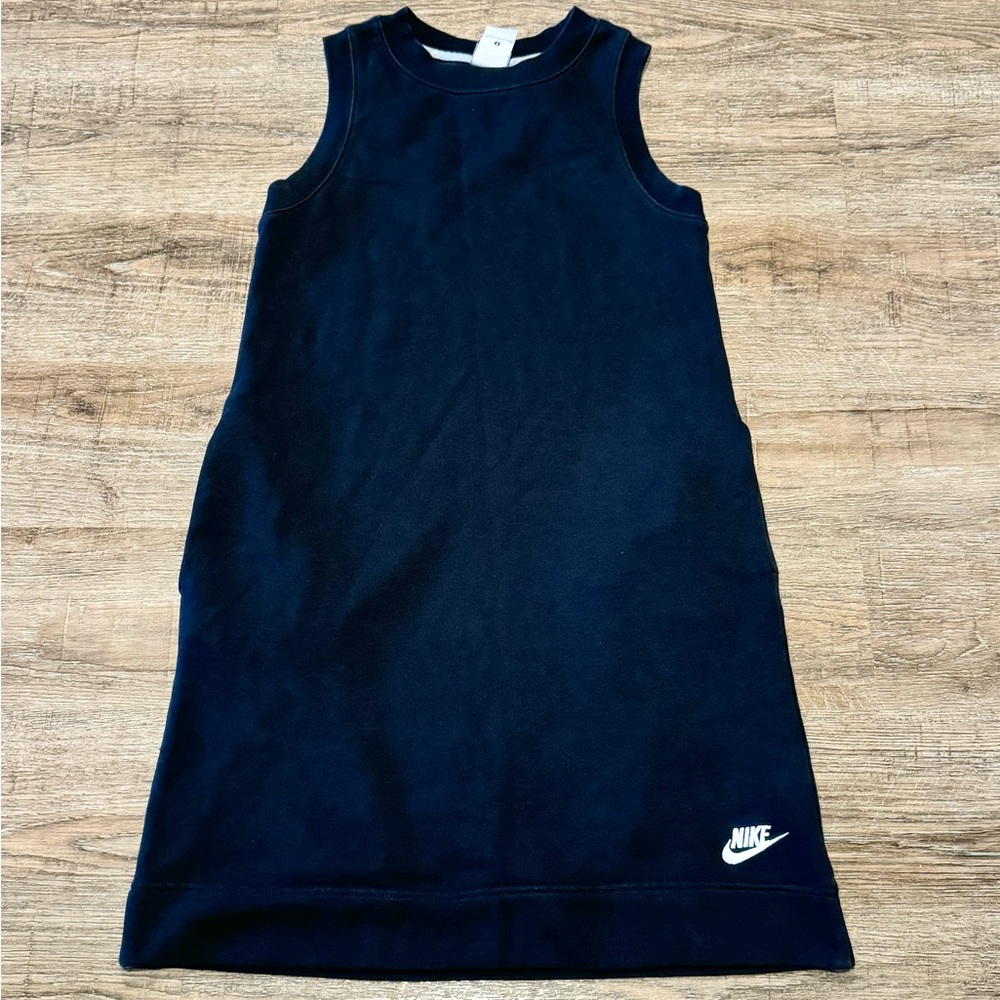 Nike sleeveless dress with pockets. Black with white Nike logo. Small